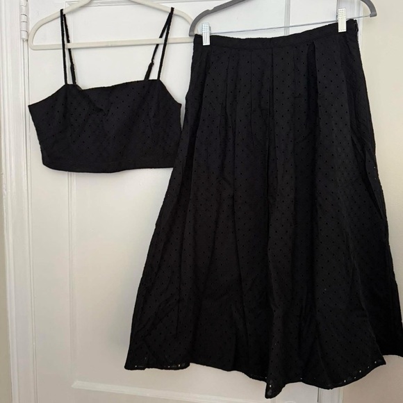NWT SET: Black Eyelet Midi Skirt and Matching Top - Picture 2 of 2